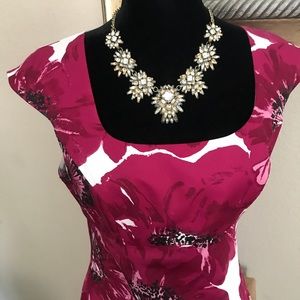 Pretty floral white and pink a-line dress